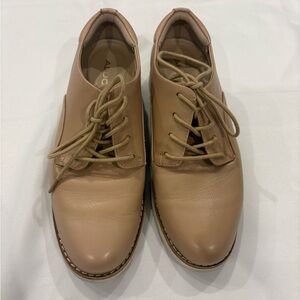 Aldo Light Pink Leather Lace-Up Derby Shoes